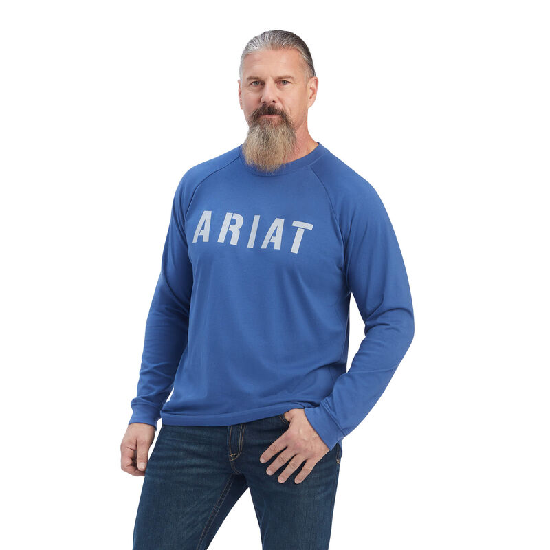 Camisetas Ariat Rebar Cottonstrong Block Azules Hombre - Chile 051-GLKIPO